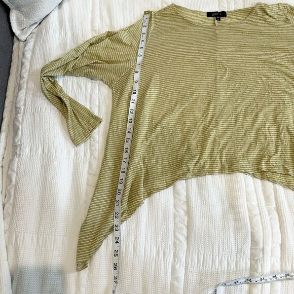 Comfy USA Top Womens Large Yellow Butter Striped Long-Sleeve Lagenlook Crinkle - Picture 10 of 10